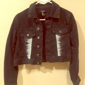 Black Denim Cropped Jacket